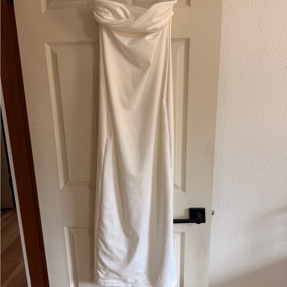 Missguided White Strapless Maxi Dress XS